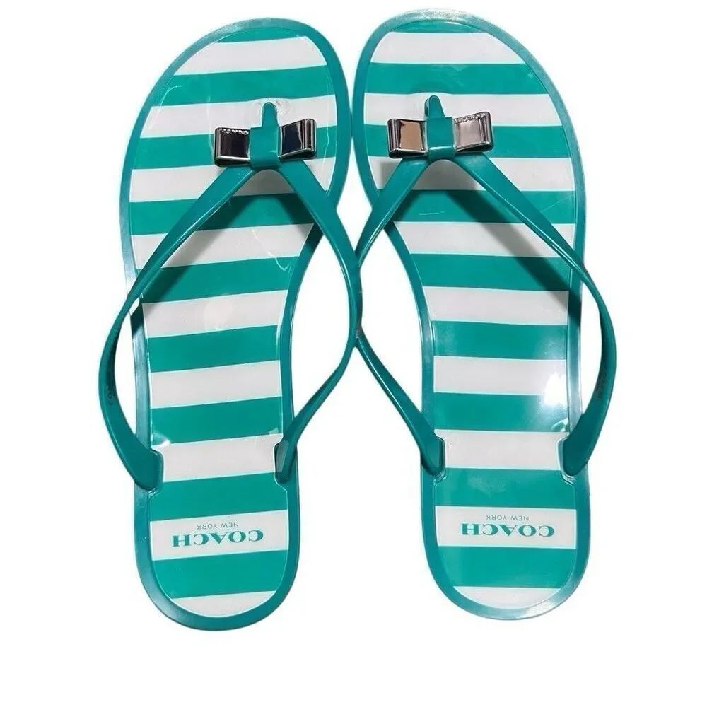 Coach Women's Landon Green-White Sandal Size 9